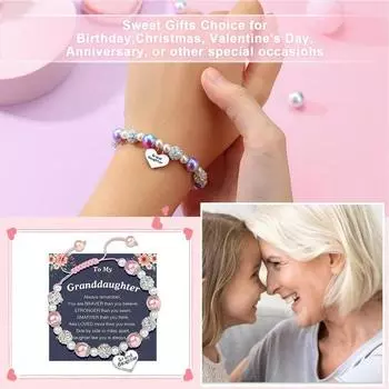 Сверкающий браслет с трогательной буквой и контрастным цветом, регулируемый браслет из искусственного жемчуга и стразов, праздничный подарок D