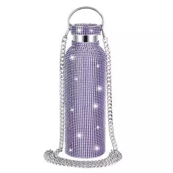 Сверкающий бриллиантовый термос большой емкости для хранения 6-12 часов времени изолированная бутылка для воды фиолетовый