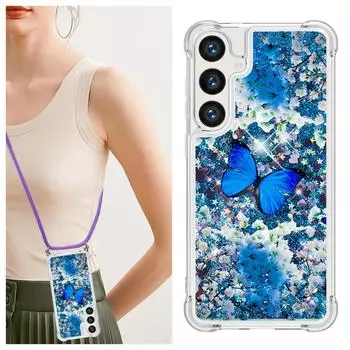 Сверкающий дизайнерский чехол с синей бабочкой для Samsung iPhone Xiaomi Redmi Oppo Moto... Honor 90, Honor 90 Lite, Google Pixel 7a, Pixel 8, Pixel 9 Redmi Note 10 Pro Max