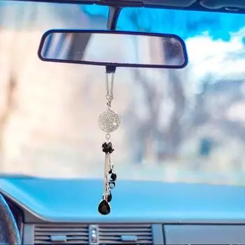 Сверкающий горный хрусталь автомобильный стальной кулон из нержавеющей стали с шариком из искусственного хрусталя для комплиментов белый