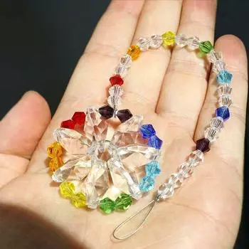Сверкающий хрусталь K9 Хрустальный подвесной радужный ловец солнца Красивое подвесное украшение для балкона, сада A18