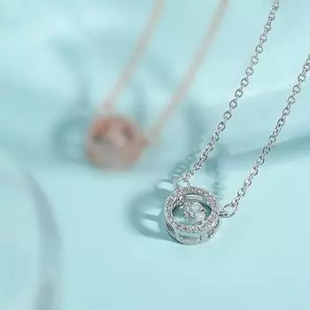 Сверкающий и динамичный комплект круглых подвесок с нишевым дизайном, высококачественный цветной бриллиант, круглый основной камень, ожерелье в форме сердца с бьющимся сердцем