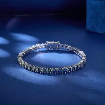 Сверкающий разноцветный циркониевый круглый серебряный теннисный браслет элегантный стильный аксессуар для повседневного гламура разноцветный