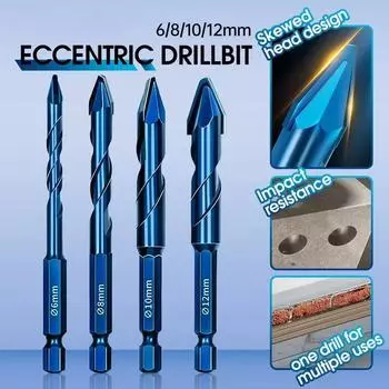 Сверла для плитки, высокопрочные эксцентриковые сверла, прецизионное сверление, 6/8/10/12 мм, стеклянная плитка, керамическая плитка, пробивание отверстий, треугольные сверла для каменных плит