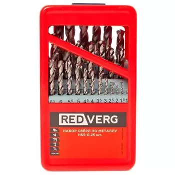 Сверла по металлу Redverg 25 шт Hss-g 1-13 мм 501052