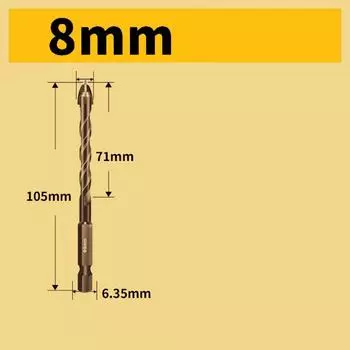 Сверлильный инструмент с шестигранным хвостовиком, открывалка для крестообразных отверстий, прочные керамические сверла для стекла, керамическая плитка 8mm