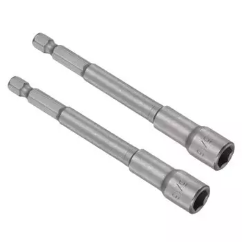 Сверло CoCud Quick Change Nut Setter Driver Bit длиной 100 мм с прямым хвостовиком, набор из 2 автомобильных сверл 5/16 SAE 1/4 CR-V, немагнитное