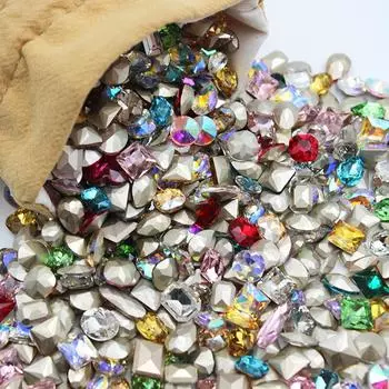 Сверло для нейл-арта, целая партия от Catty, нейл-арт, специальная форма, бриллиант, взрыв, вспышка, цвет, заостренное дно, алмазный кристалл, стекло, смешанный алмазный нейл-арт 50 pcs