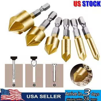 Сверло для зенковки 1/4 шестигранный хвостовик HSS 5 канавка зенковка 90 градусов наборы инструментов для кернера по дереву 6 мм-19 мм