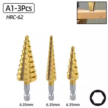 Сверло HSS Step Drill, прямая канавка, титановое покрытие 4-12 4-20 3-12 мм, фреза для дерева и металла, конический конус Broca, конические ступенчатые сверла