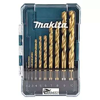 Сверло Makita HSS-TIN 10 шт. в комплекте с кейсом D-72849 Сверло спиральное для металлоконструкций