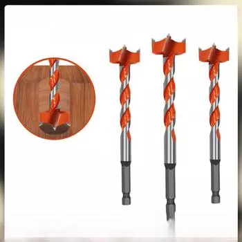 Сверло с удлиненной резьбой из сплава для деревообработки: Шестигранная ручка, дверной замок и пластиковый дырокол 16*125mm