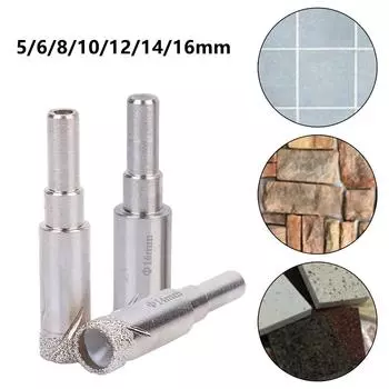 Сверло серебряного цвета с открытым отверстием, алмаз 5-16 мм 6mm