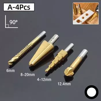 Сверло-зенковка HSS, ступенчатое сверло 4-12 мм, зонтичное сверло для снятия фаски, пильное сверло по дереву, металлу, конический резак для отверстий, инструменты для снятия заусенцев