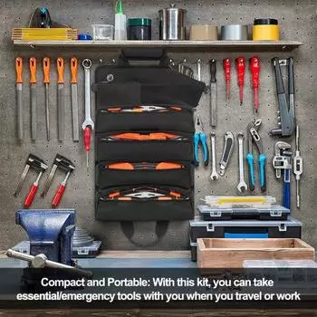 Свернутая сумка для инструментов с ручкой, несколькими отделениями, водонепроницаемая прочная сумка-органайзер на молнии большой емкости армия зеленый