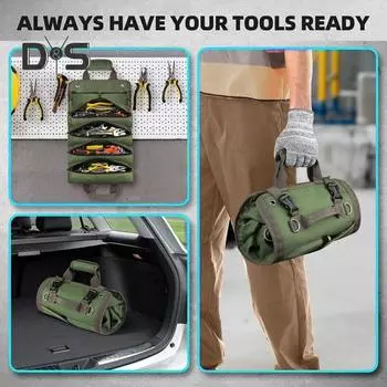 Свернутая сумка для инструментов с ручкой, водонепроницаемая, износостойкая, портативная, сверхпрочная, органайзер для инструментов, сумка для хранения армия зеленый
