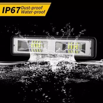 Свет 12 В / 24 В автомобильный и мотоциклетный рабочий фонарь I-образный 16 светодиодов 48 Вт внедорожный прожектор инженерный свет техническое обслуживание чёрный