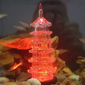 Свет для аквариума, светильник для аквариума со встроенными светодиодными светящимися бусинами, многоразовая вода высокой яркости Colorful exquisite pagoda