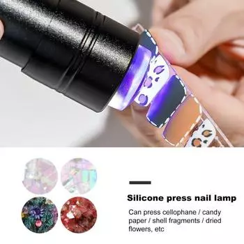 Свет для дизайна ногтей, быстросохнущая легкая силиконовая ручная УФ-лампа для дизайна ногтей для девочек чёрный