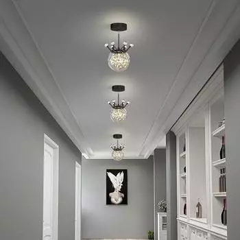 Свет для прохода, маленькая люстра для прихожей, современный минималистичный светильник для прихожей, креативное сетчатое красное звездное освещение для балкона чёрный