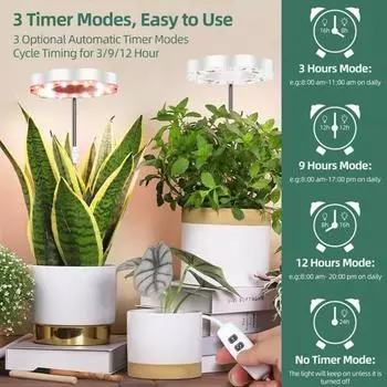 Свет для выращивания растений с автоматическим таймером Высокая яркость с регулируемой яркостью 3 режима освещения Светодиодный светильник полного спектра для растений Настольная лампа для выращивания растений A