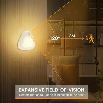 Свет с датчиком движения, беспроводная лампа, беспроводные ночные огни, настенный треугольный светильник для шкафа, украшение для коридора, спальни, дома WHITE