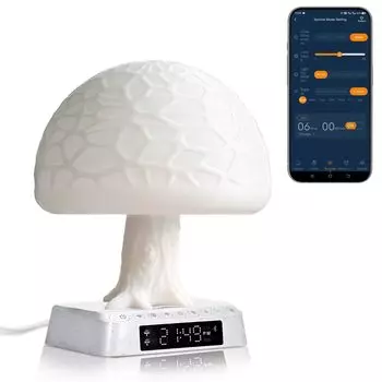 Светильник-будильник Mushroom Tree с приложением Управление биологическими часами Регулировка времени Естественный окружающий белый шум Прикроватный светильник Идеально подходит для рабочего освещения,