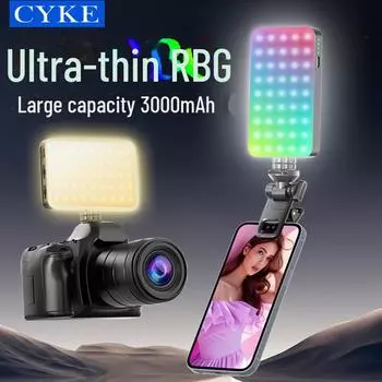 Светильник CYKE RGB Selfie Light с холодным башмаком для фотосъемки D10, 3000 mAh, three color temperatures чёрный