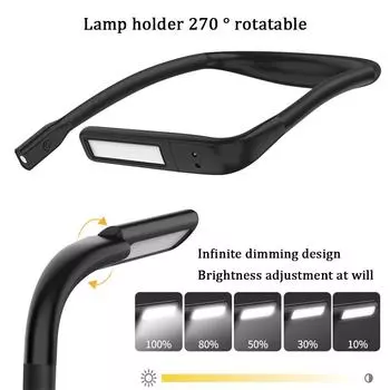 Светильник для чтения на шею, книжные светильники для чтения в постели, гибкий, долговечный, портативный, с возможностью подзарядки через USB, новинка, гибкое светодиодное освещение для книг