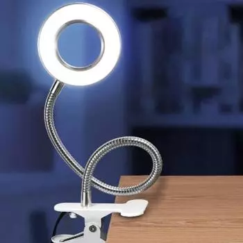 Светильник для чтения с зажимом, 48 светодиодов, 5000–6500 К, 5?10 Вт прочный зажим гибкий зажим для защиты глаз настольная лампа 5 В 2 А