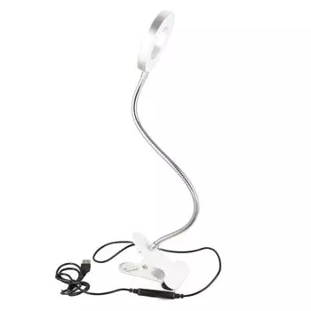 Светильник для чтения с зажимом, 48 светодиодов, 5000–6500 К, 5?10 Вт Жесткий зажим Гибкий Защитный Настольный Клипса Для Защиты Глаз серебряный