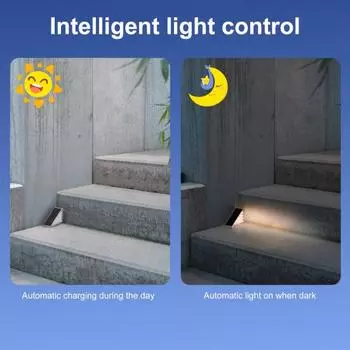 Светильник для лестницы на солнечной батарее Yousheng, датчик света IP68, водонепроницаемый, белый, теплый, треугольный, 3000 К, 6500 К, супер яркий, садовый светильник на солнечной батарее, уличные принадлежности Warm light