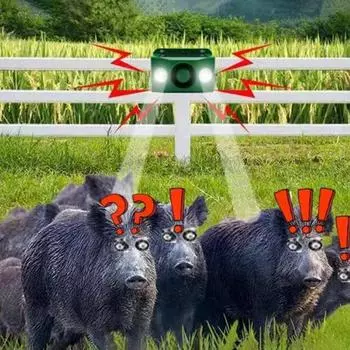 Светильник для отпугивания животных, солнечные предупреждающие огни с громким звуком, устойчивый к погодным условиям, отпугивающий свет для животных A