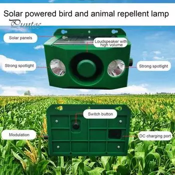 Светильник для отпугивания животных, солнечные предупреждающие огни с громким звуком, устойчивый к погодным условиям, отпугивающий свет для фермерского поля, двора A