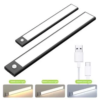 Светильник для шкафа крепится куда угодно, светодиодный светильник с питанием от батареи, активируемый движением, кухонный шкаф, ночник, светодиодный светильник для шкафа 40cm серебряный