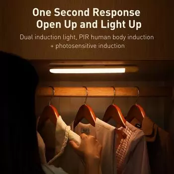 Светильник для шкафа PIR LED датчик движения светильник для гардероба кухня спальня шкаф перезаряжаемый светодиодный ночник лампа Прямая поставка 6500K(Cold White)&20cm чёрный