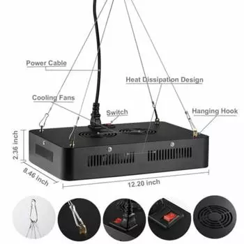 Светильник для выращивания растений 600 Вт 60 светодиодов для помещений с черным корпусом, двухчиповый, полный спектральный светильник AC85-265 В Australian600W