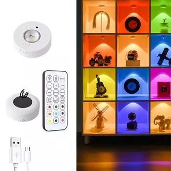 Светильник KEEBRIGHT для шкафа с подсветкой, перезаряжаемый с ИК-пультом дистанционного управления, оснащен 3-цветовой температурой дневного света и лампочки, а также 9 цветами RGB