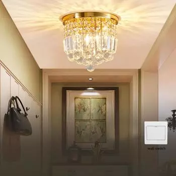 Светильник класса люкс K9 Crystal Потолочный светильник Современный настенный светильник E14 Трехцветный затемняющий светильник для гостиной Nordic Внутренний коридорный фонарь 3 color dimming чёрный