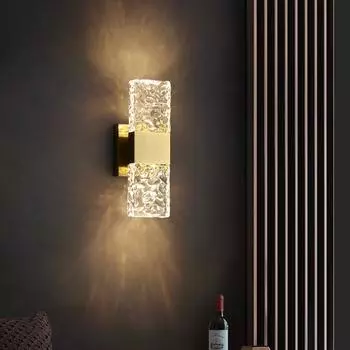 Светильник Light Luxury Led Crystal Wall Lamp, ночник для спальни, минималистский фон для телевизора, коридор, лестница, лампа для гостиной Trichromatic light