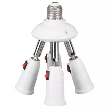 Светильник-разветвитель 4 в 1 Разветвитель ламп E26 E27 Термостойкий Вращение на 360 градусов 180 градусов