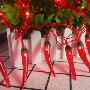 Светильник с перцем чили, светодиодный светильник, праздничный, на батарейках, различные режимы освещения, высокая яркость, новогоднее украшение, световая гирлянда красный