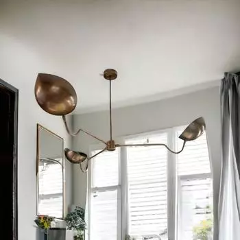 Светильник Starburst с тремя рожками | Современная латунная люстра Sputnik в стиле середины века | Потолочный светильник ручной работы в Италии, стильный домашний декор