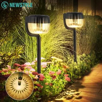 Светильники для дорожек на солнечных батареях 3 в 1, ультраяркие водонепроницаемые светильники на солнечных батареях, 2 режима, настенный светильник для сада, ландшафта, двора, д-ра 2pcs