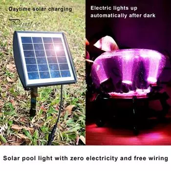 Светильники для пруда на солнечных батареях RGB LED 3-в-1, набор погружных водонепроницаемых прожекторов с 4 режимами освещения, регулируемая головная панель с функцией экономии солнечной энергии от заката до рассвета теплый белый