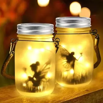 Светильники Mason Jar, солнечные лампы DIY из матовой бутылки, уличный фонарь, светодиодный светильник Fairytale Firefly Jar, гирлянда для украшения двора
