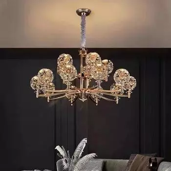 Светлая роскошная хрустальная люстра для гостиной, современная простая атмосфера, ресторан, главная спальня, сетка, красный полноценный молекулярный свет в виде одуванчика 6 headlamps