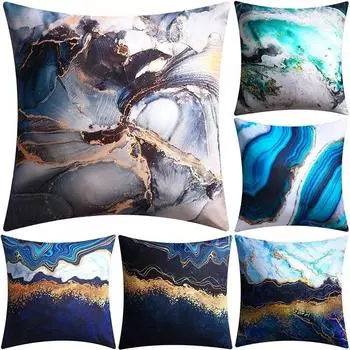 Светлая роскошная синяя наволочка с абстрактным геометрическим узором, наволочка, чехол для подушки для гостиной, дивана, офиса, украшения дома 40x40cm