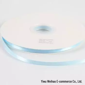 Светло-голубая атласная полиэстеровая лента (0.3-5см) для подарочной упаковки и свадеб