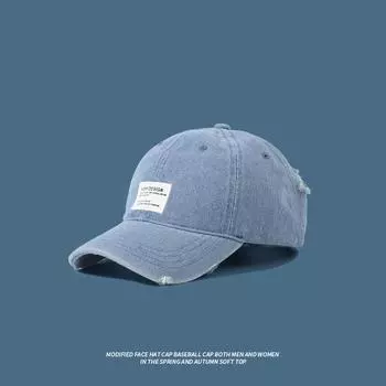 Светло-голубая джинсовая кепка летняя старая кепка корейская версия универсальная стираная бейсболка повседневная мужская японская average size светло-синий